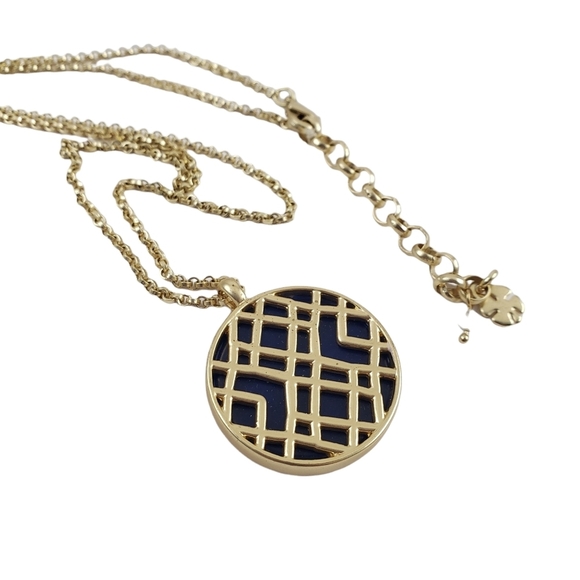 Lucky Brand Jewelry - Lucky Brand reversible pendant necklace with flat blue stone + filigree details
